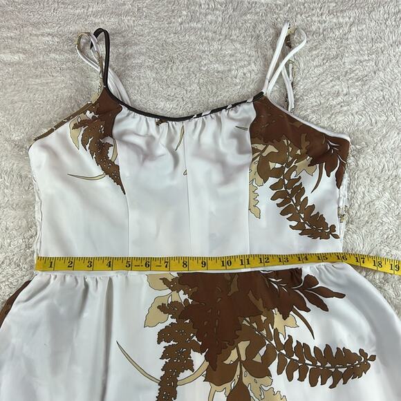 Waltah Clarke Hawaiian Deweese style white and brown floral maxi dress, size 16 - Picture 6 of 9